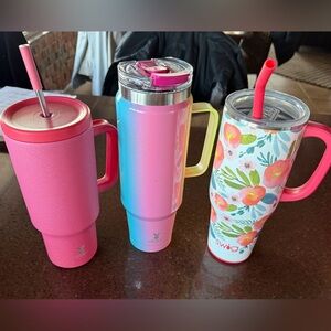 Colorful Insulated Tumblers with Straws, set of 3, all 40 oz capacity